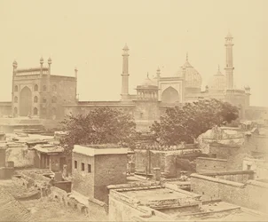 Entrada, para, a, grande, mesquita, de, jumma, musjid, em, delhi